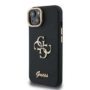 Guess 4G Logo met Camerastand functie iPhone 15 hoesje – Zwart - 1