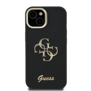Guess 4G Logo met Camerastand functie iPhone 15 hoesje – Zwart - 2