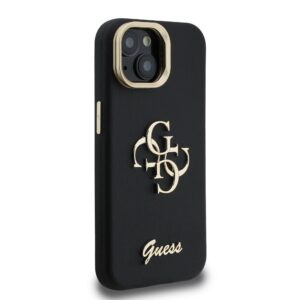 Guess 4G Logo met Camerastand functie iPhone 15 hoesje – Zwart - 3