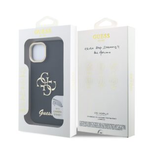 Guess 4G Logo met Camerastand functie iPhone 15 hoesje – Zwart - 6