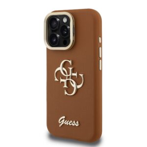 Guess 4G Logo met Camerastand functie iPhone 15 Pro hoesje – Bruin - 1