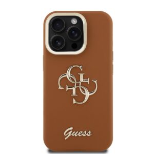 Guess 4G Logo met Camerastand functie iPhone 15 Pro hoesje – Bruin - 2