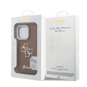 Guess 4G Logo met Camerastand functie iPhone 15 Pro hoesje – Bruin - 6