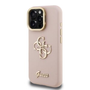 Guess 4G Logo met Camerastand functie iPhone 15 Pro Max hoesje – Roze - 1
