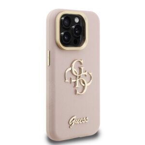 Guess 4G Logo met Camerastand functie iPhone 15 Pro Max hoesje – Roze - 3