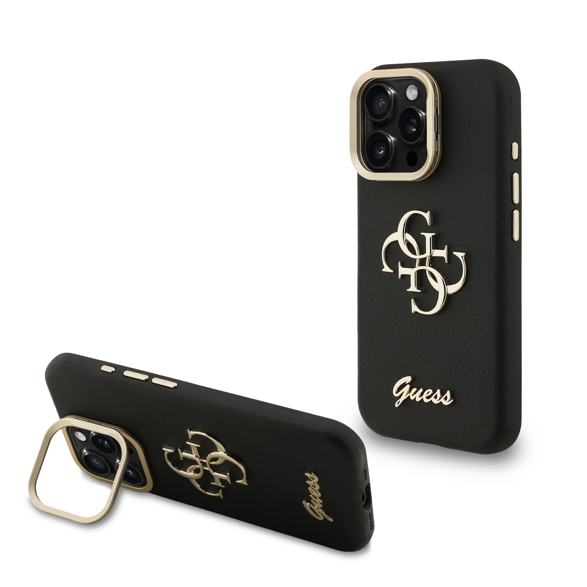 Guess 4G Logo met Camerastand functie iPhone 15 Pro hoesje – Zwart 1 Guess 4G Logo met Camerastand functie iPhone 15 Pro hoesje – Zwart 1