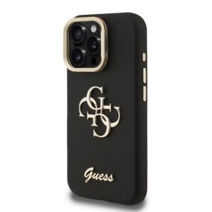 Guess 4G Logo met Camerastand functie iPhone 15 Pro Max hoesje – Zwart - 1