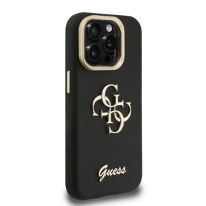Guess 4G Logo met Camerastand functie iPhone 15 Pro Max hoesje – Zwart - 3