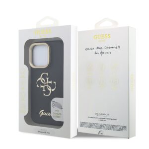 Guess 4G Logo met Camerastand functie iPhone 15 Pro Max hoesje – Zwart - 6