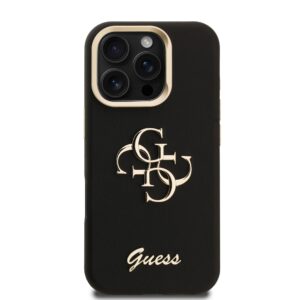 Guess 4G Logo met Camerastand functie iPhone 16 Pro hoesje – Zwart - 2