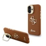 Guess 4G Logo met Camerastand functie iPhone 16 hoesje - Bruin