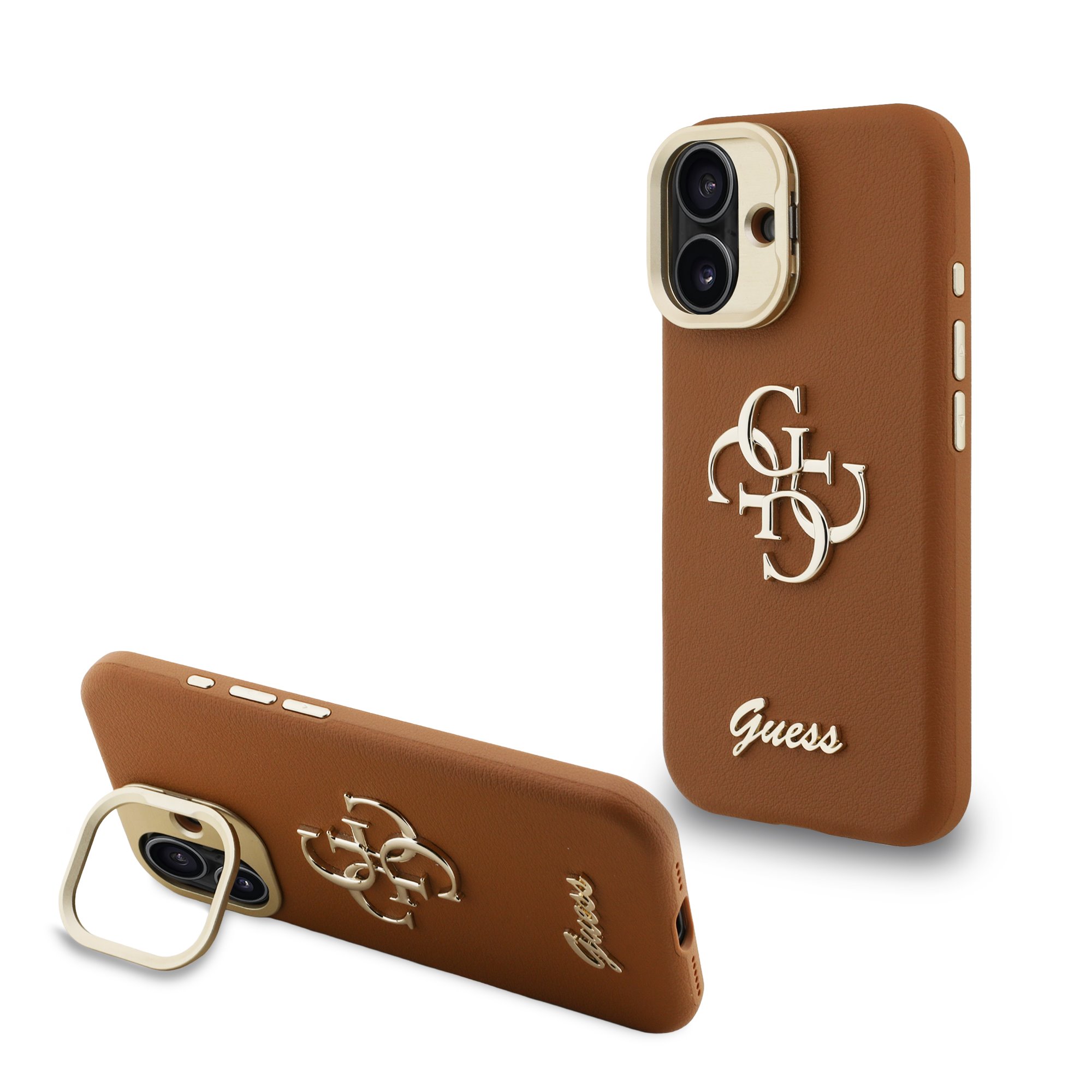 Guess 4G Logo met Camerastand functie iPhone 16 hoesje – Bruin 1 Guess 4G Logo met Camerastand functie iPhone 16 hoesje – Bruin 1