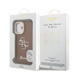 Guess 4G Logo met Camerastand functie iPhone 16 hoesje – Bruin - 6