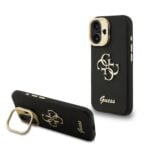 Guess 4G Logo met Camerastand functie iPhone 16 hoesje – Zwart Main Image