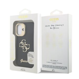 Guess 4G Logo met Camerastand functie iPhone 16 hoesje – Zwart - 6