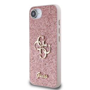 Guess Glitter 4G Metal Logo iPhone 16e hoesje – Roze - 1