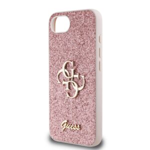 Guess Glitter 4G Metal Logo iPhone 16e hoesje – Roze - 4