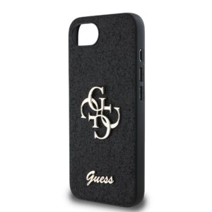 Guess Glitter 4G Metal Logo iPhone 16e hoesje – Zwart - 4