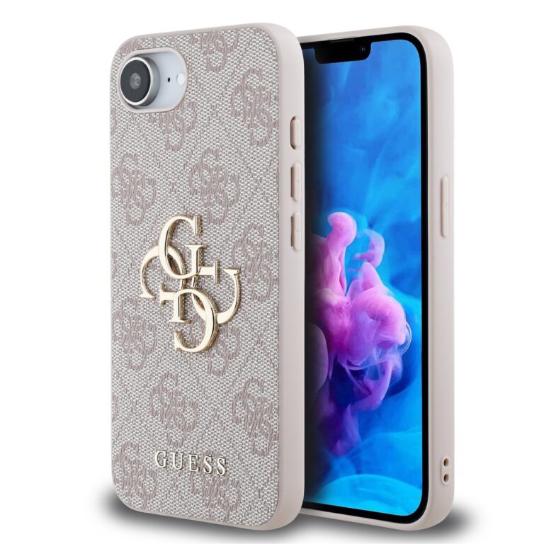 Guess Metal Logo iPhone 16e hoesje - Roze