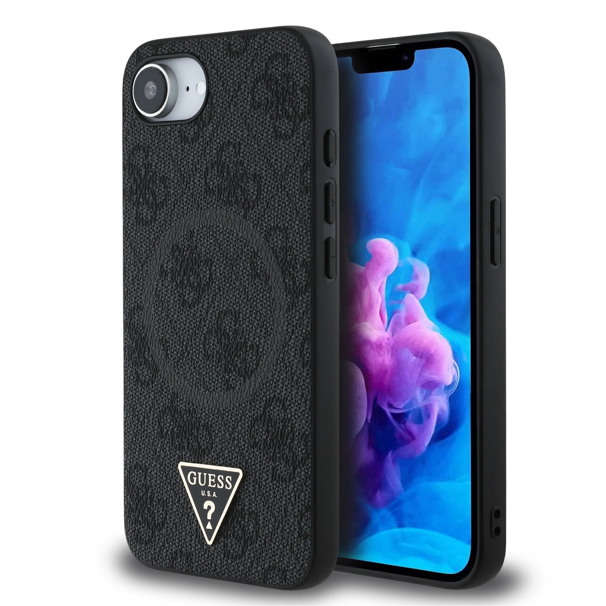 Guess Triangle Metal Logo met MagSafe iPhone 16e hoesje – Zwart 1
