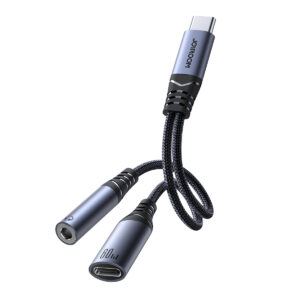 Joyroom 2-in-1 Audio adapter USB-C naar 3.5mm en USB-C naar USB-C – NIET geschikt voor iPhones – Zwart - 1