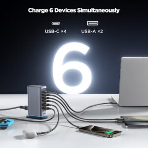 Joyroom – 65W Laadstation met USB 3.0 en USB C – Bureau Adapter – Multi Port Docking Station – Grijs - 3