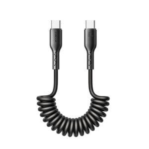 Joyroom – USB-C naar USB-C Kabel – Krulsnoer – Uitrekbare oplaadkabel – Universele oplaadkabel – 1,5 m – 60W – Zwart Main Image