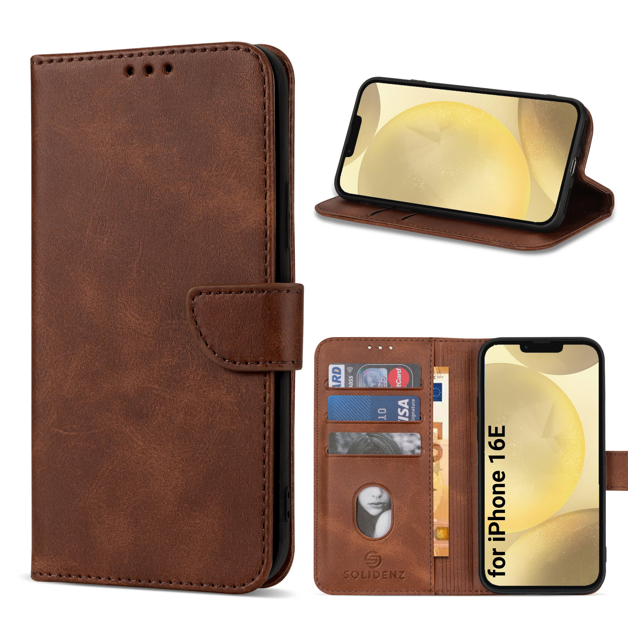 Solidenz Bookcase iPhone 16E – Bruin 1