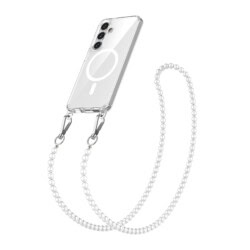 Solidenz Collection Samsung Galaxy S25 / S24 hoesje met afneembare koord - White Pearls