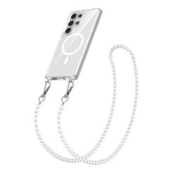 Solidenz Collection Samsung Galaxy S25 Ultra hoesje met afneembare koord - White Pearls