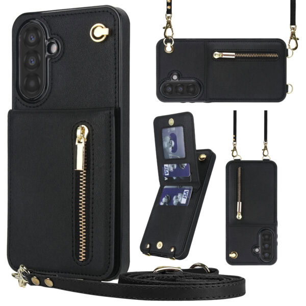 Solidenz Fashion Portemonnee hoesje met koord Samsung Galaxy A56 - Zwart