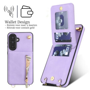 Solidenz Fashion Portemonnee hoesje met koord Samsung Galaxy A56 – Violet - 1