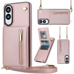 Solidenz Fashion Portemonnee hoesje met koord Samsung Galaxy S25 Edge - Roségoud