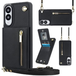 Solidenz Fashion Portemonnee hoesje met koord Samsung Galaxy S25 Edge - Zwart