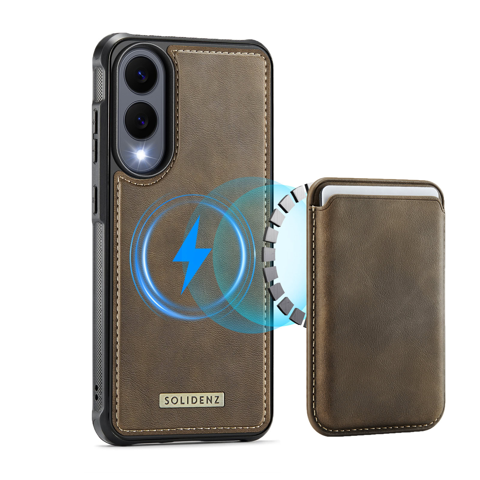 Solidenz MagSafe Wallet Backcover voor Samsung Galaxy S25 Edge – Bruin 1