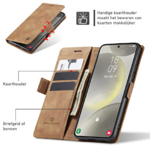 Solidenz Urban Book Samsung Galaxy S25 Edge hoesje – Bruin - 5