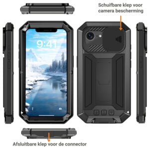 Stofdicht metalen hoes iPhone 16e – Zwart - 1