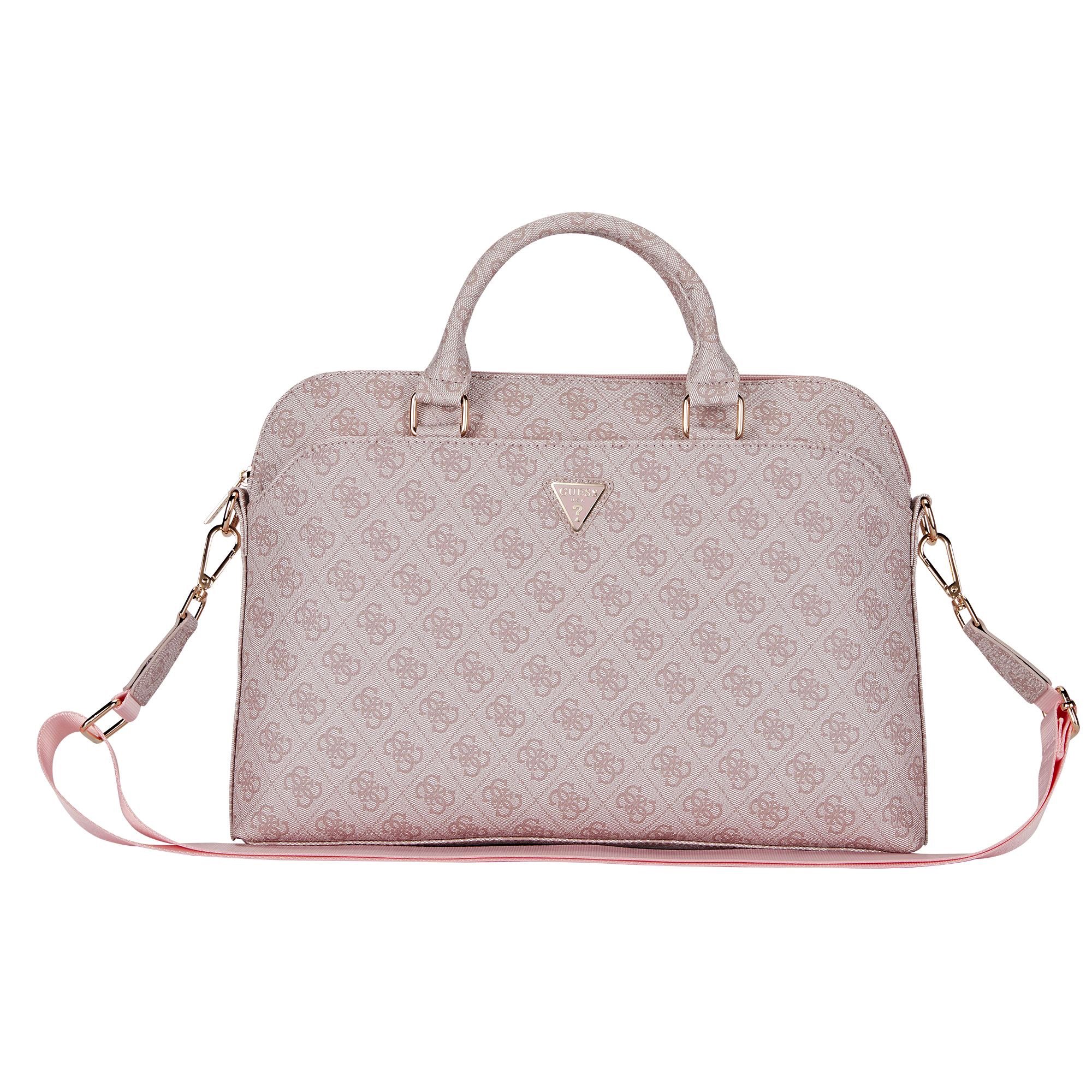 Guess PU 4G Triangle Logo Laptoptas – Roze 1