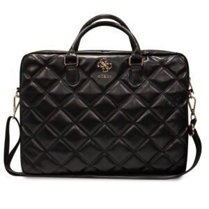 Guess PU Quilted 4G Metal Logo Laptoptas - 15 en 16 inch - Zwart