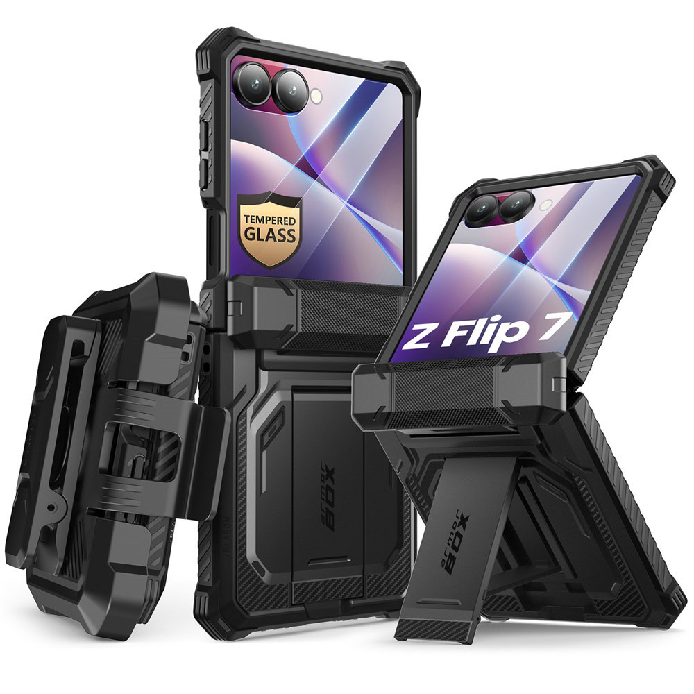 Armorbox Galaxy Z Flip 7 hoesje met screen protector – Zwart 1