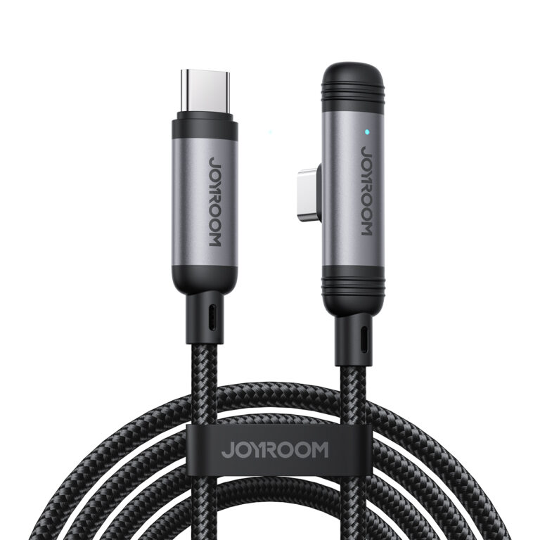Joyroom USB‑C naar USB‑C Kabel 60 W - 1.2 m Vinkeldesign met Display - Nylon Gevlochten - PD snellader - Gaming kabel