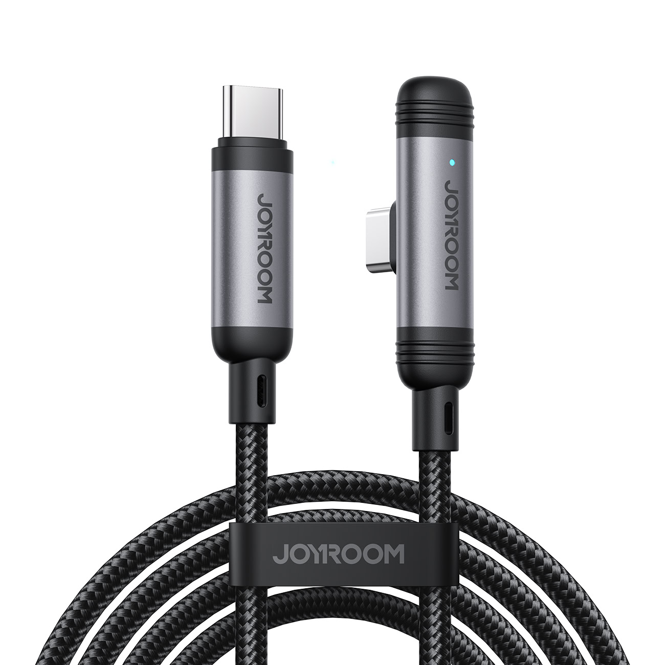 Joyroom USB‑C naar USB‑C Kabel 60 W – 1.2 m Vinkeldesign met Display – Nylon Gevlochten – PD snellader – Gaming kabel 1