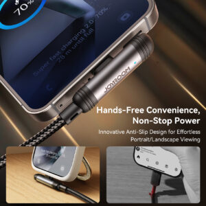 Joyroom USB‑C naar USB‑C Kabel 60 W – 1.2 m Vinkeldesign met Display – Nylon Gevlochten – PD snellader – Gaming kabel - 3