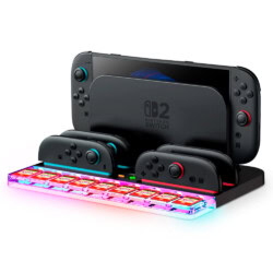 Supcase Organizer met Led en Laadstation voor Joy‑Con Nintendo Switch 2 (max. 4 stuks) - Met Koeling
