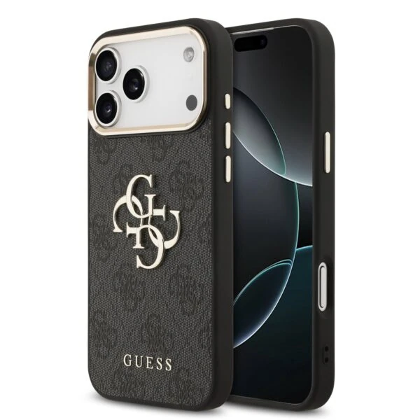 Guess 4G Metal Logo iPhone 17 Pro Max hoesje - Grijs