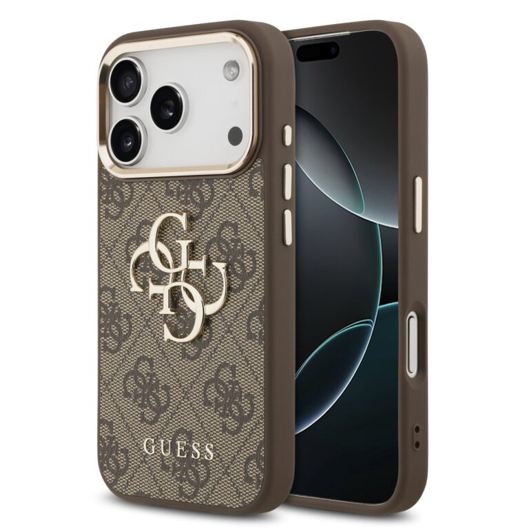 Guess 4G Metal Logo iPhone 17 Pro hoesje - Bruin