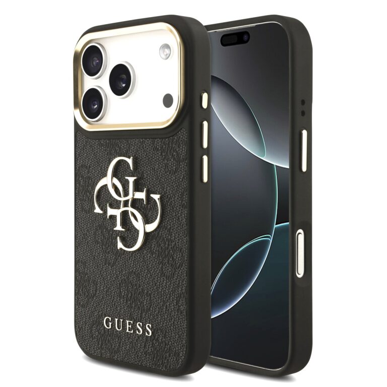 Guess 4G Metal Logo iPhone 17 Pro hoesje - Grijs