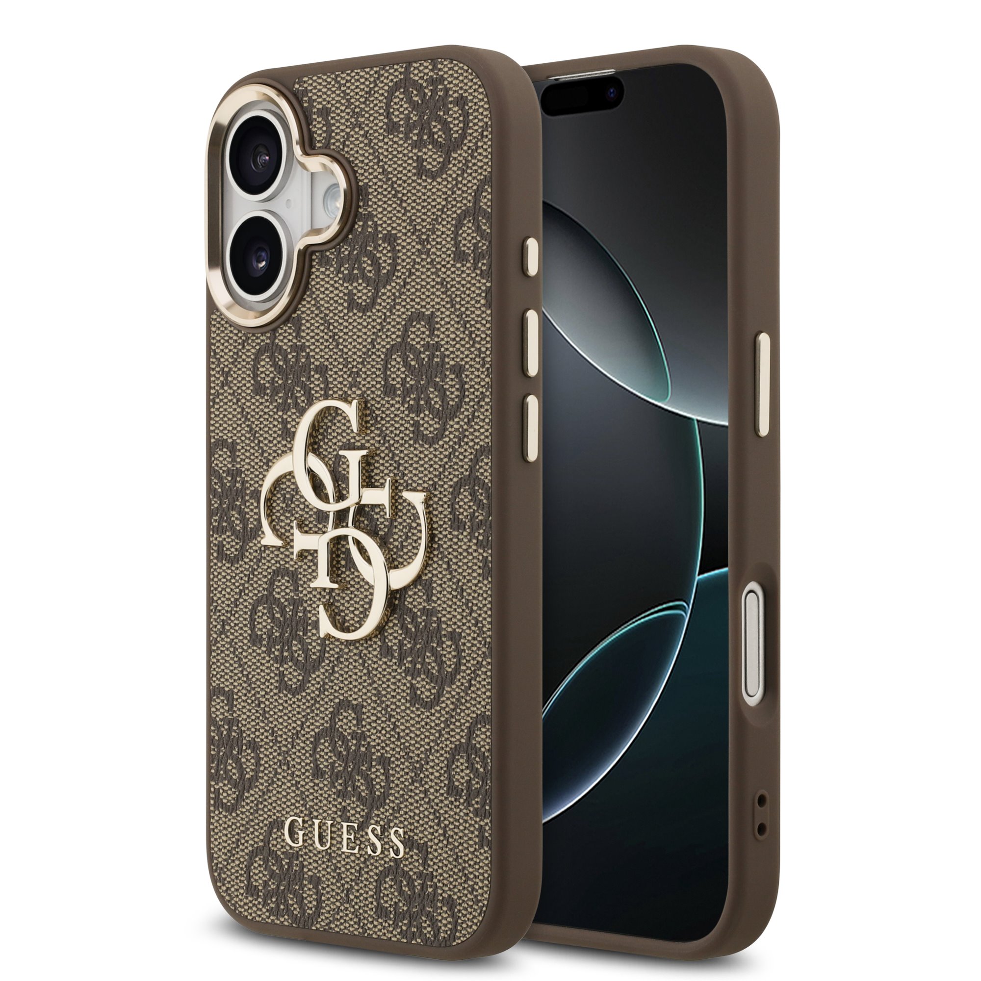 Guess 4G Metal Logo iPhone 17 hoesje – Bruin 1