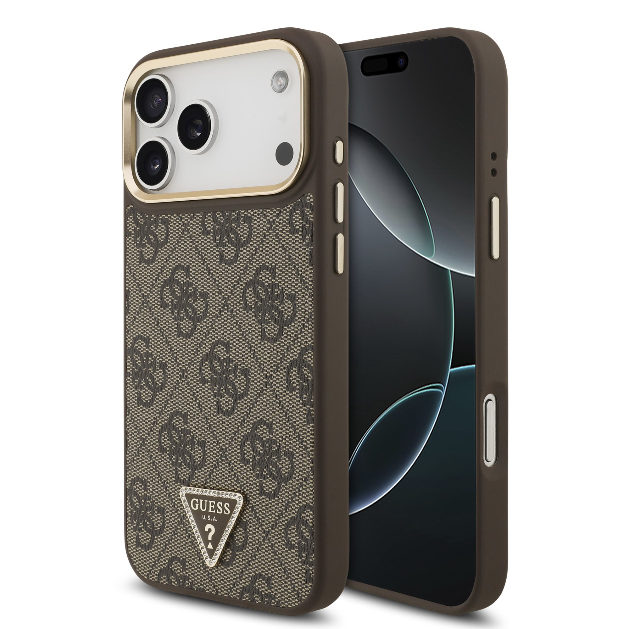 Guess 4G Triangle Logo iPhone 17 Pro Max hoesje met MagSafe – Bruin 1 Guess 4G Triangle Logo iPhone 17 Pro Max hoesje met MagSafe – Bruin 1
