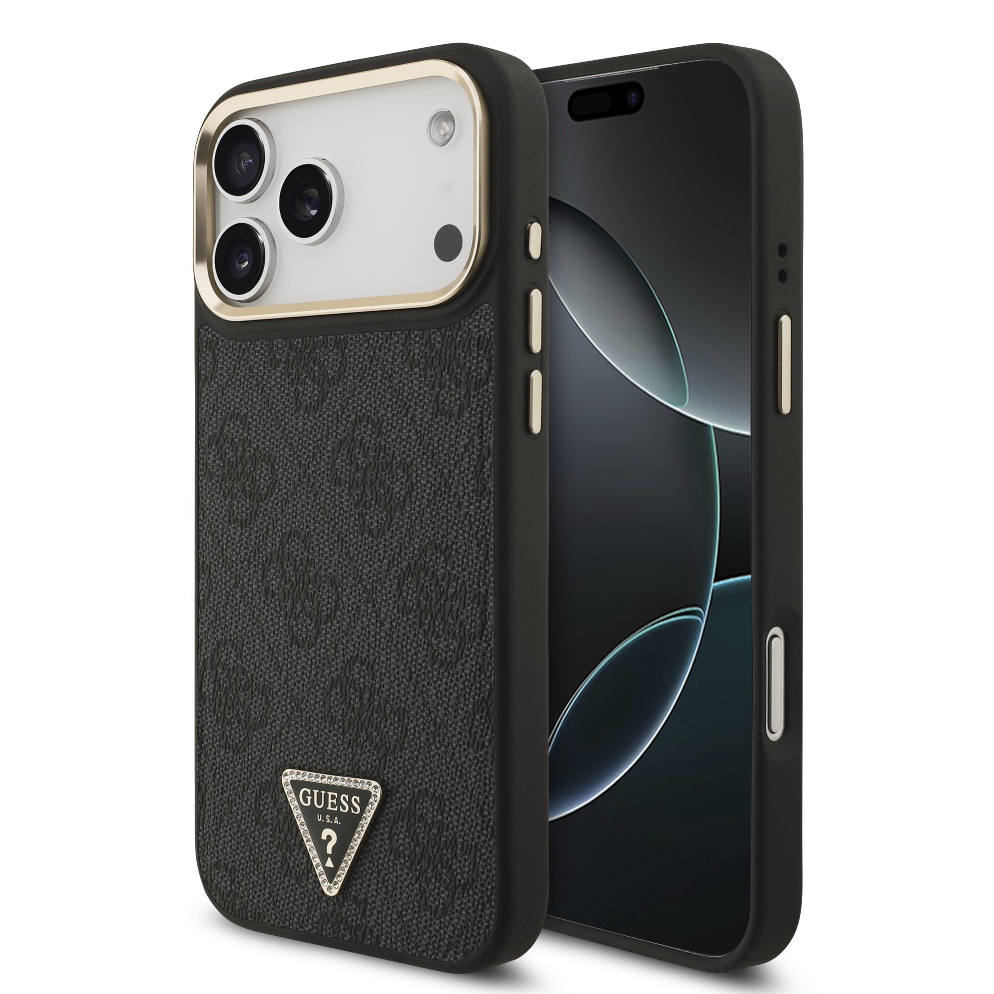 Guess 4G Triangle Logo iPhone 17 Pro Max hoesje met MagSafe – Grijs 1 Guess 4G Triangle Logo iPhone 17 Pro Max hoesje met MagSafe – Grijs 1